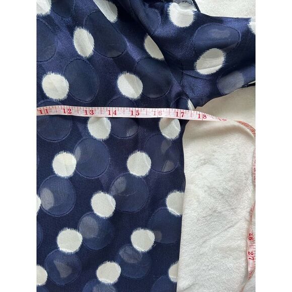 Zara EUC Semi Sheer Polkadot Navy White Ruffled Blouse Size XS - Picture 12 of 13